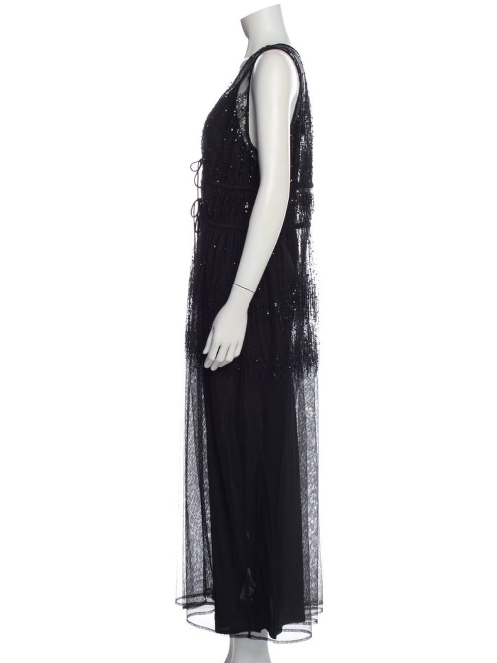 ALL SAINTS Robyn Embellished Black Sequin Tulle Maxi Dress NWT 6 - Picture 8 of 15